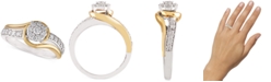Macy's Two-Tone Diamond Cluster Bridal Ring (1/2 ct. t.w.) in 14k White Gold and 14k Gold